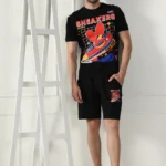 Raven Black Printed T-shirt & Shorts Co-Ord Set