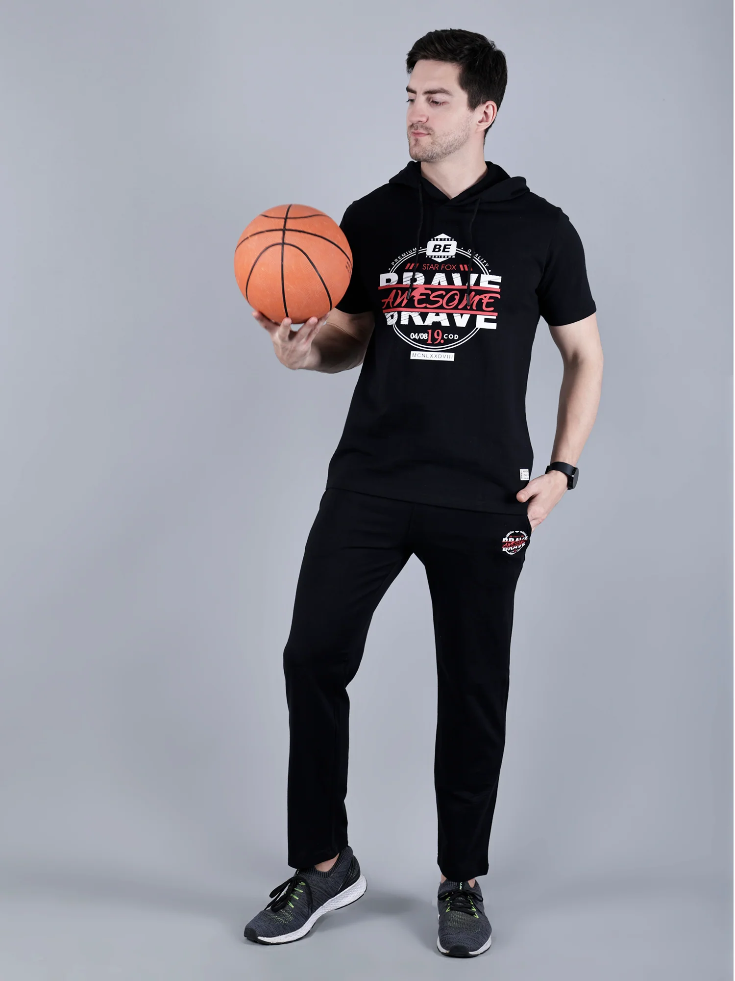 SF1099Black__6_f4b7d86f-a4c2-4802-bd9f-5b297d4a0725 Printed Co-ord Set with Hooded T-shirt and Lower - Image 1
