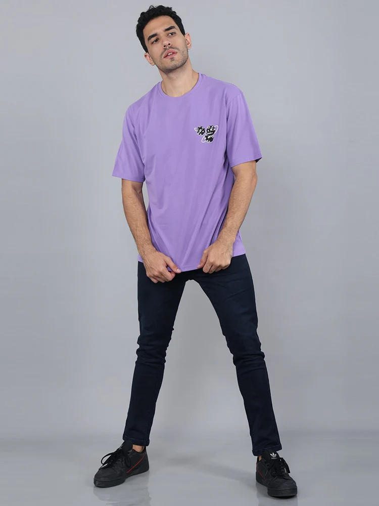 TS204Lavender_1 Against all Odds Printed Oversized T-shirt - Image 1