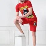 Red Printed T-Shirt With Shorts Co-Ord Set